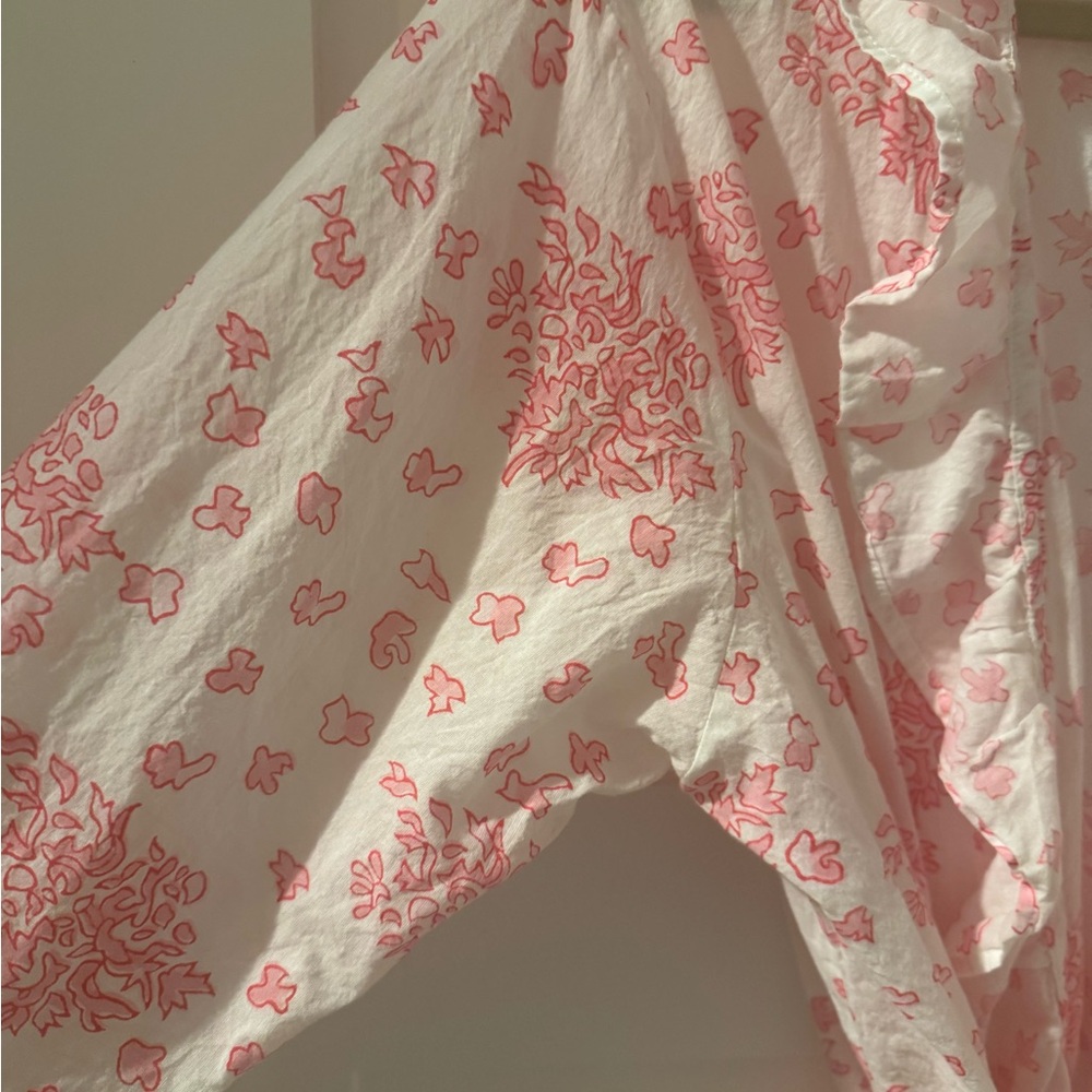 Women's Pink Floral Ruffle Robe - Lightweight Wrap - Picture 2 of 2